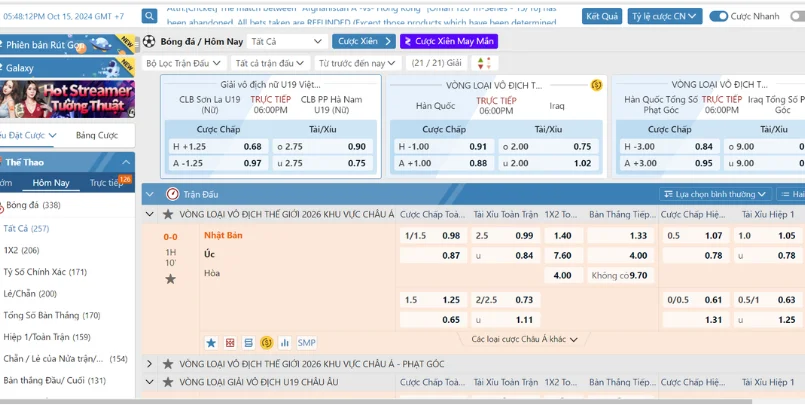 Đa dạng kèo cược