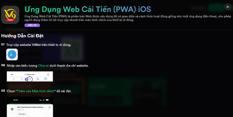 Tải app V9BET trên iOS